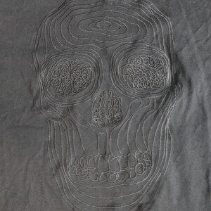 Daniel Won Shirt XL Black Embroidered Skull 100% Cotton